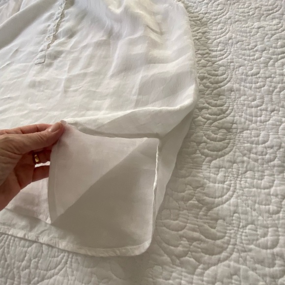 100% Linen by Hester & Orchard White Oversized Cap Sleeve Size Large - Picture 11 of 15